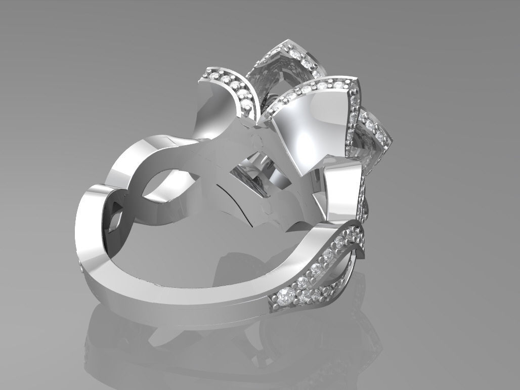 Lotus engagement ring 3D print model_4