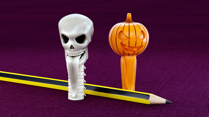 Skull and Pumpkin Pencil Caps 3D print model