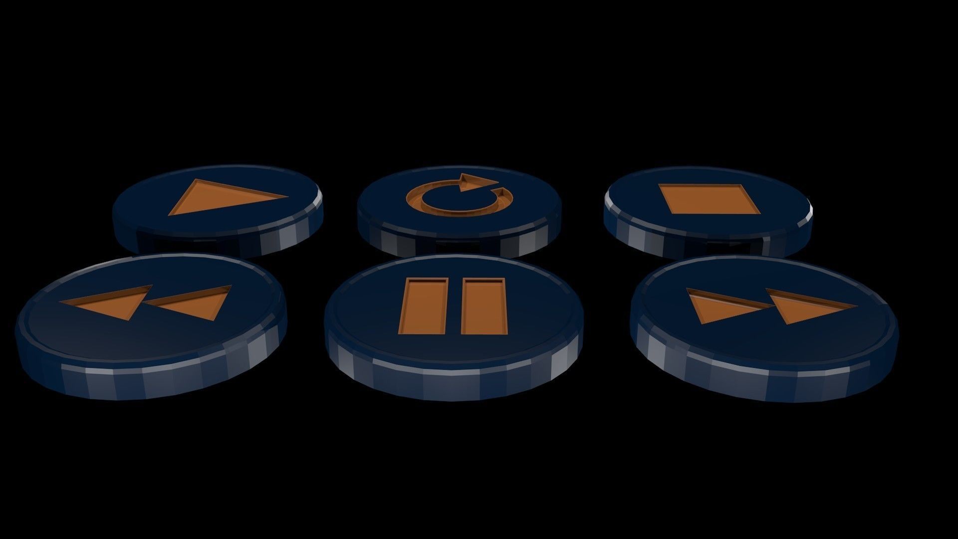 Low poly player buttons Low-poly 3D model_3