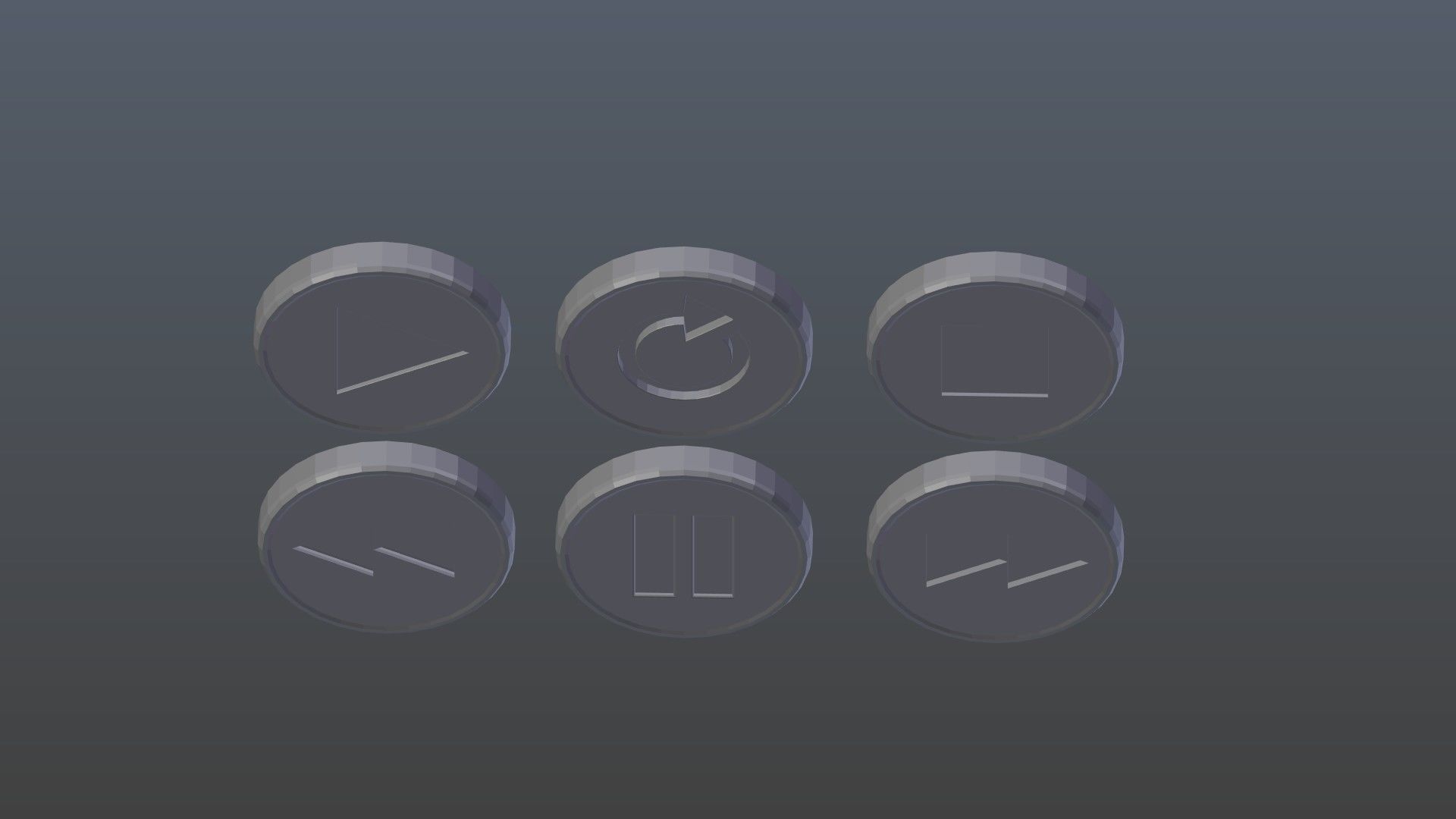 Low poly player buttons Low-poly 3D model_8