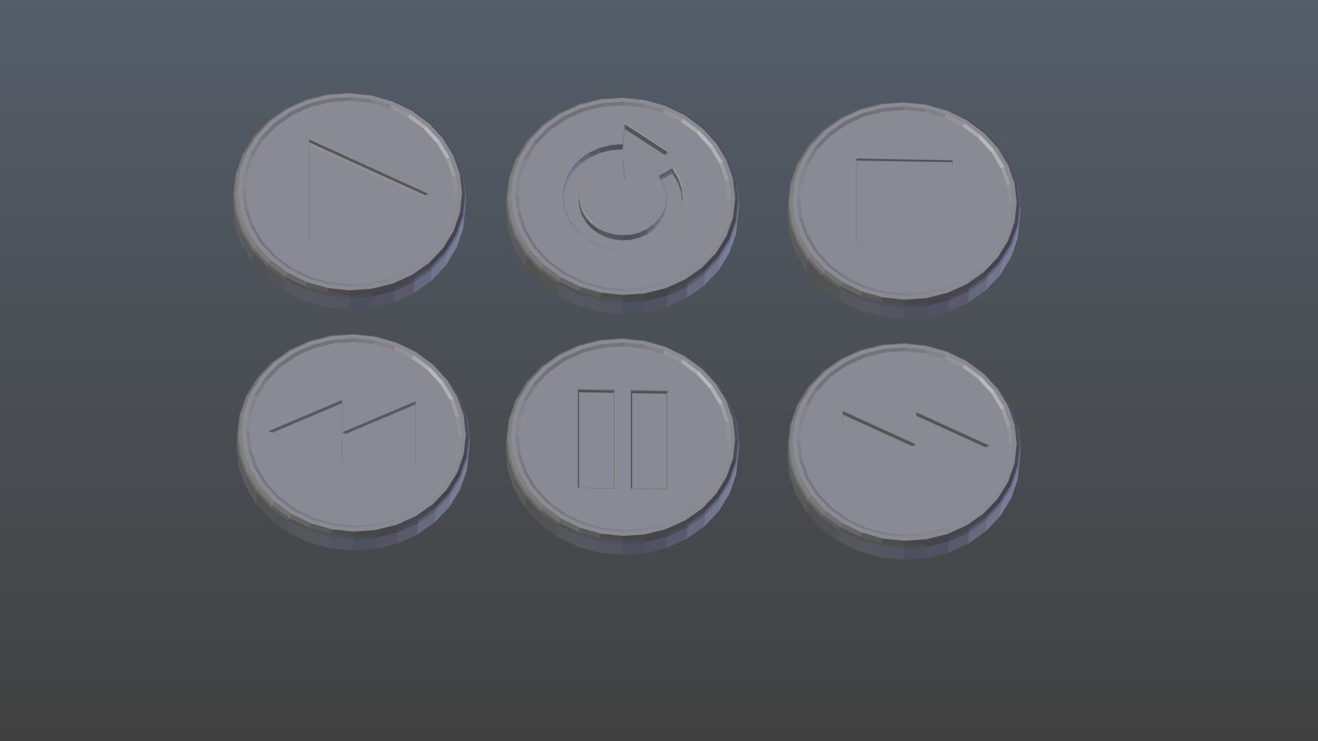 Low poly player buttons Low-poly 3D model_7
