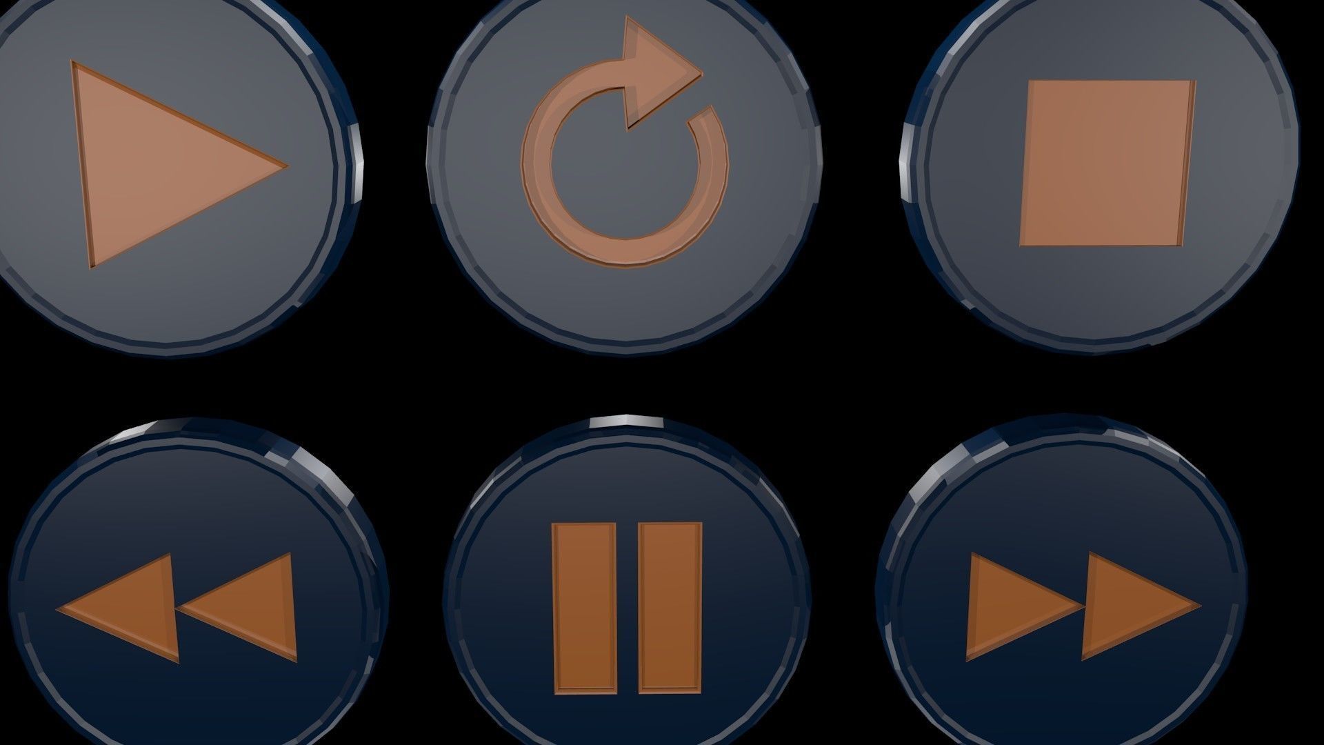 Low poly player buttons Low-poly 3D model_5