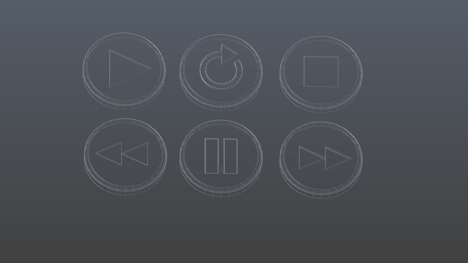 Low poly player buttons Low-poly 3D model_11