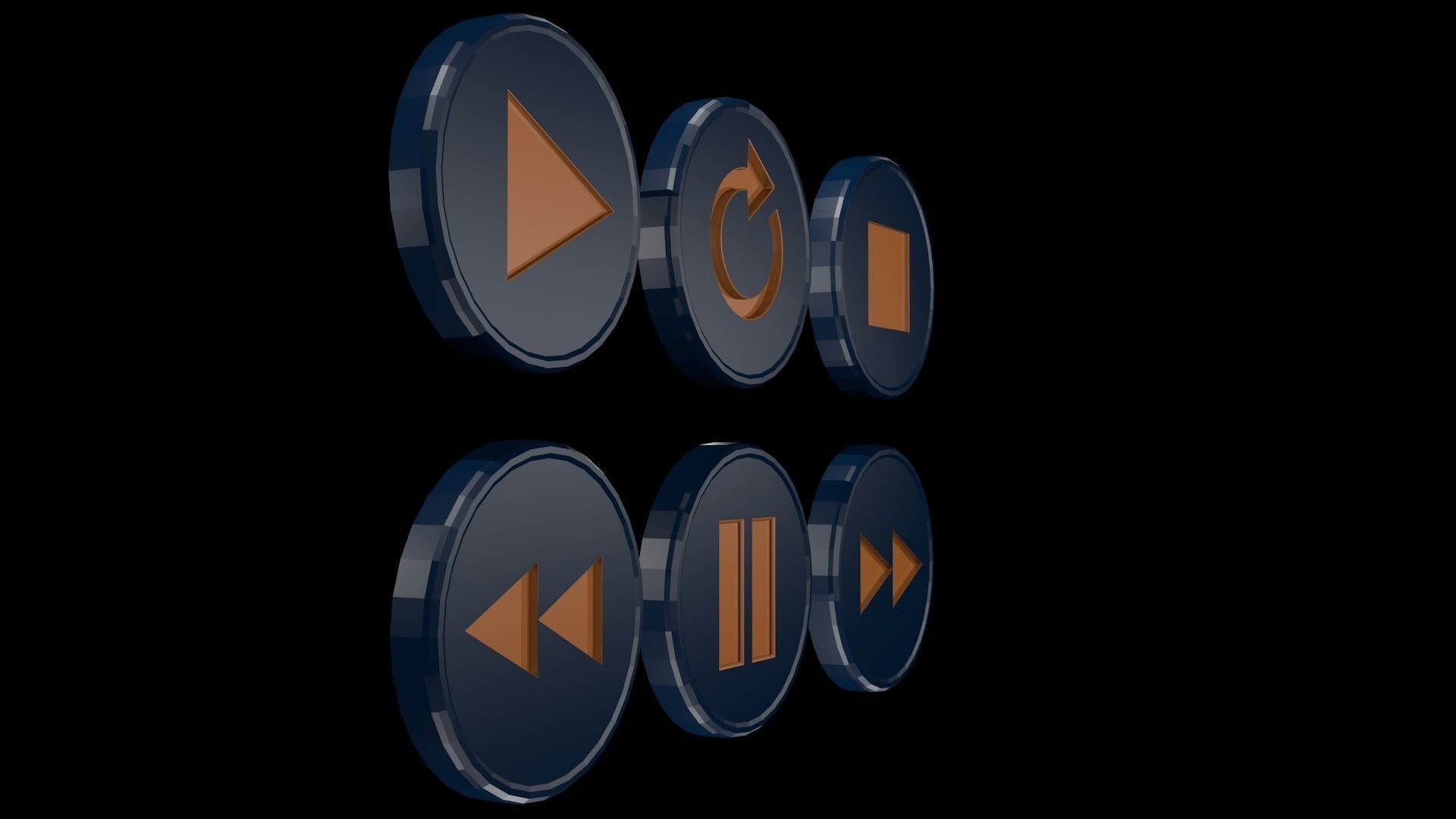 Low poly player buttons Low-poly 3D model_2