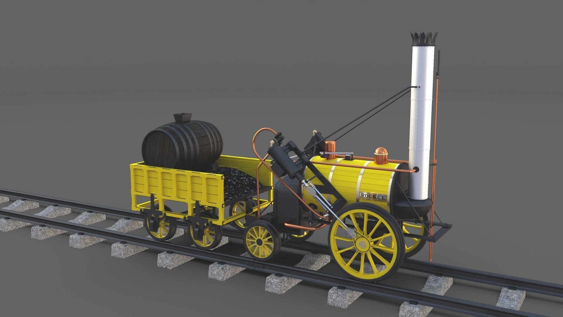 The Stephenson Animated Rocket Locomotive 3D model animated | CGTrader