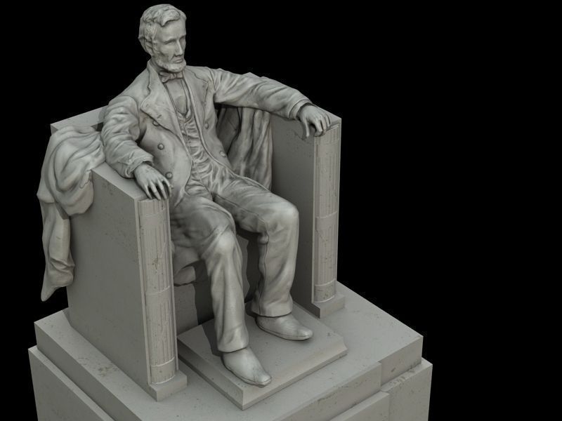 Low-Poly - Abraham Lincoln Memorial Low-poly 3D model_7