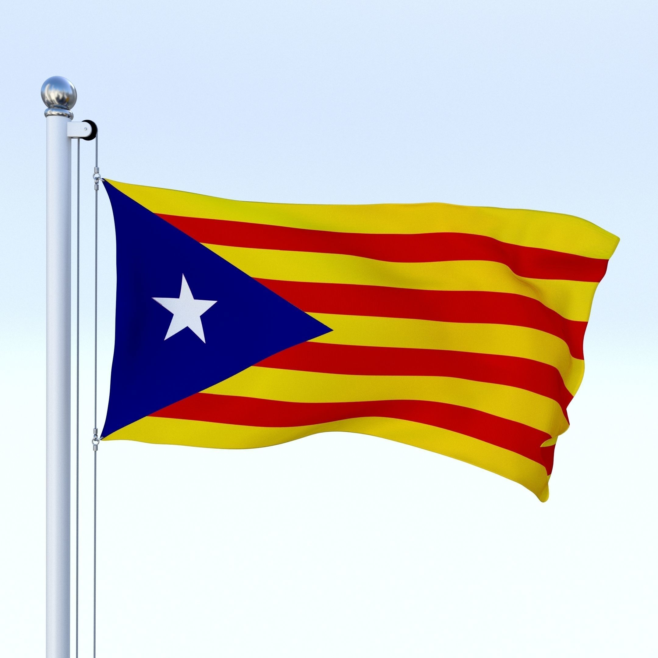 Animated Catalonia Flag Low-poly 3D model_2