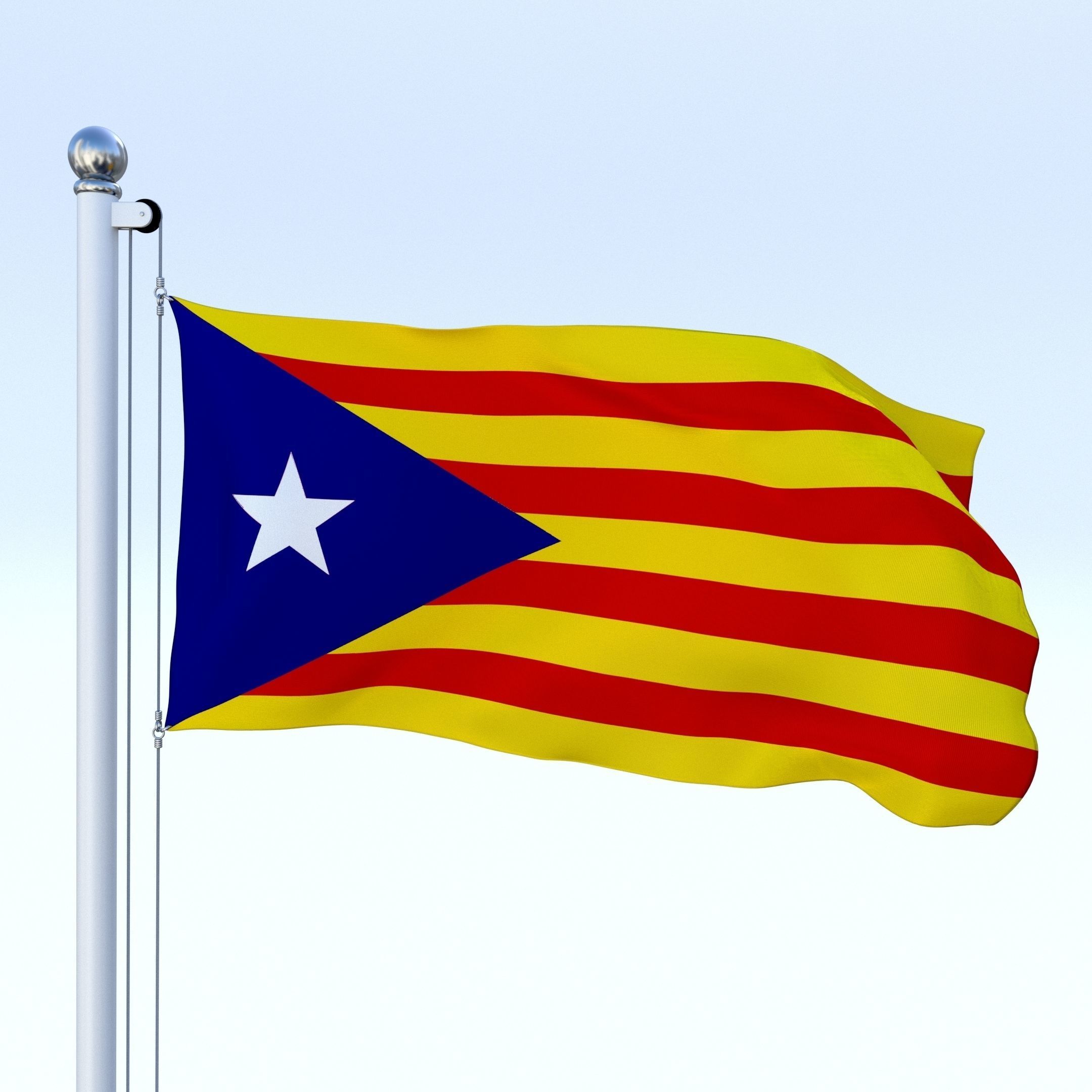 Animated Catalonia Flag Low-poly 3D model_7