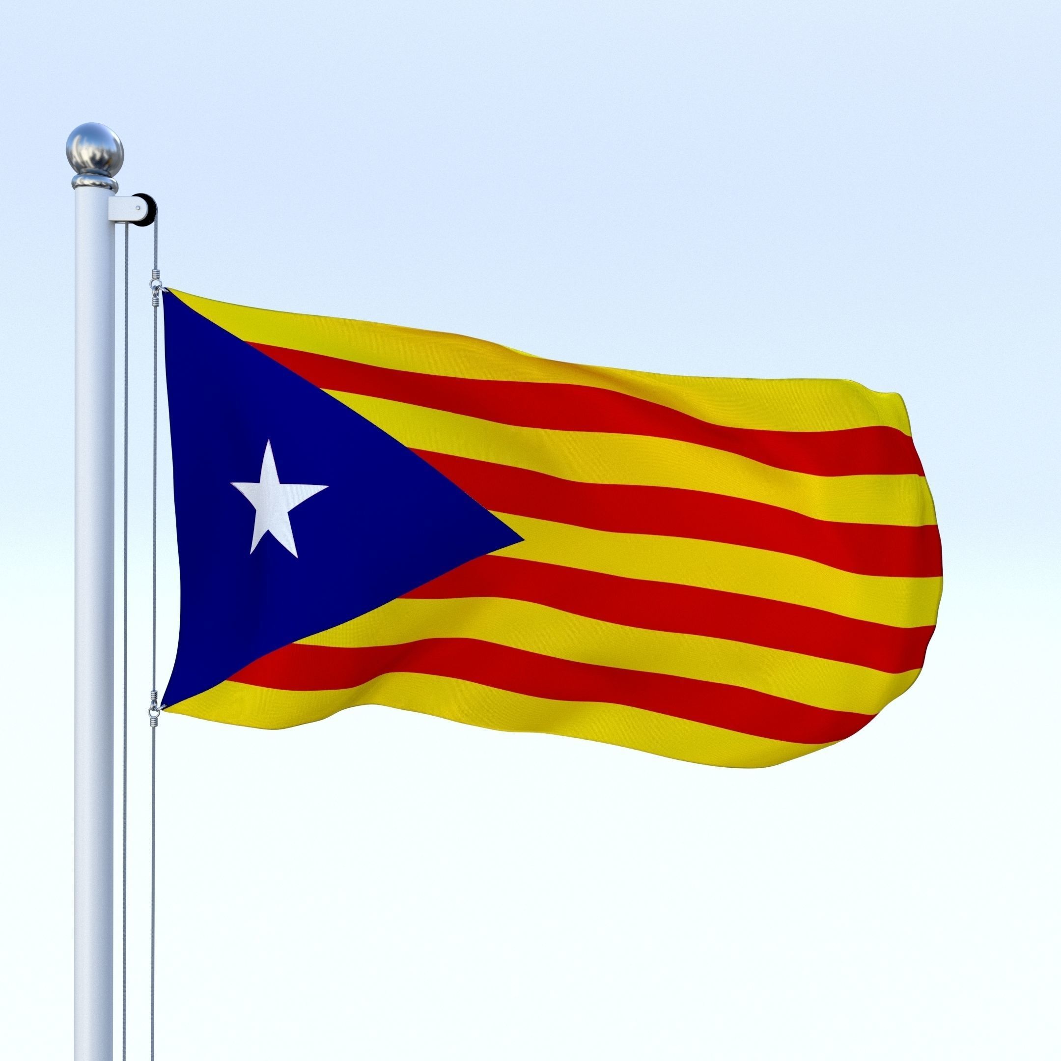 Animated Catalonia Flag Low-poly 3D model_1