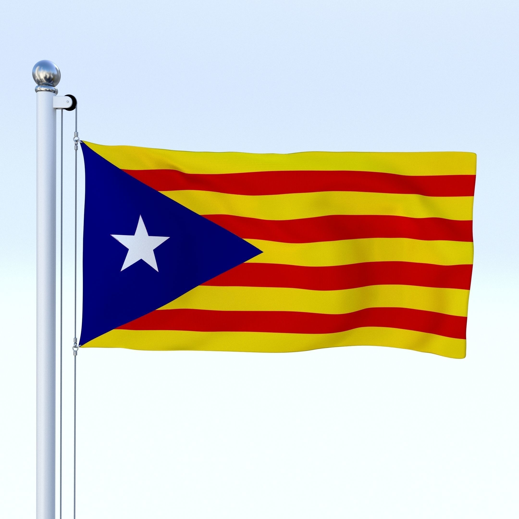 Animated Catalonia Flag Low-poly 3D model_9
