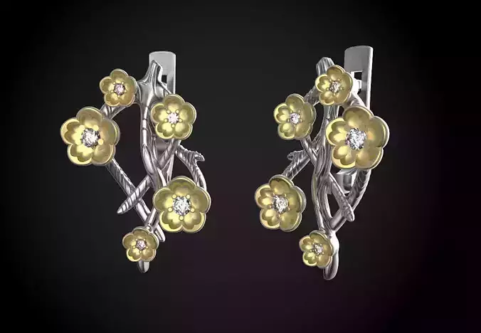 sakura tree earrings