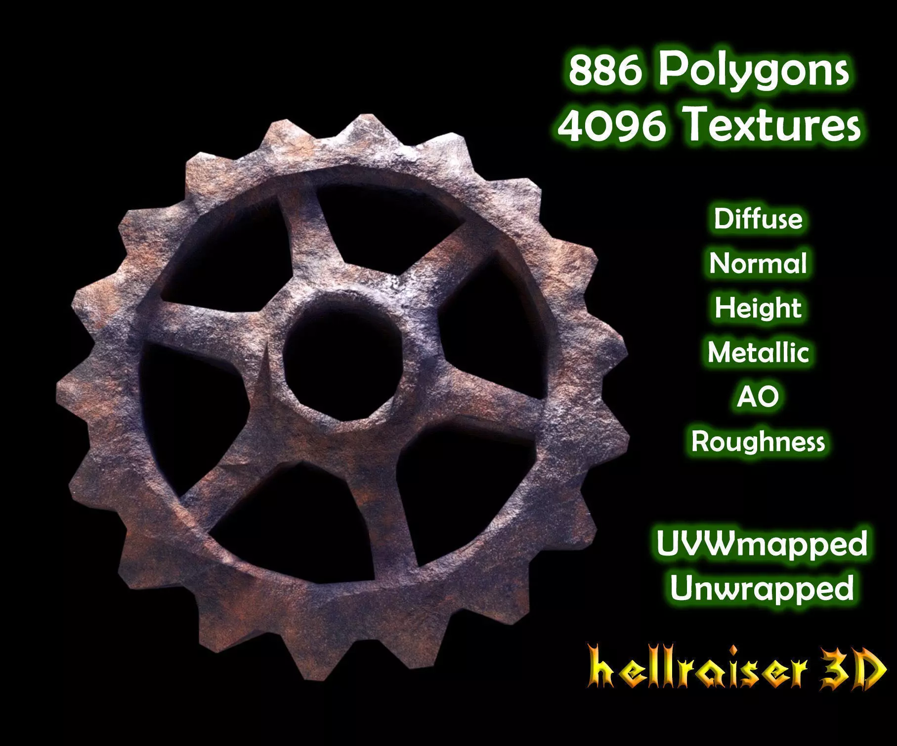 Gears - PBR - Textured Low-poly 3D model_0