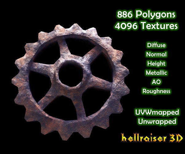 Gears - PBR - Textured Low-poly 3D model