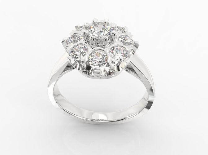 Ring012 diamond cluster ring 3D print model