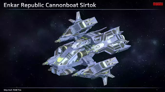 Spaceship Enkar Republic Cannonboat Sirtok Low-poly 3D model