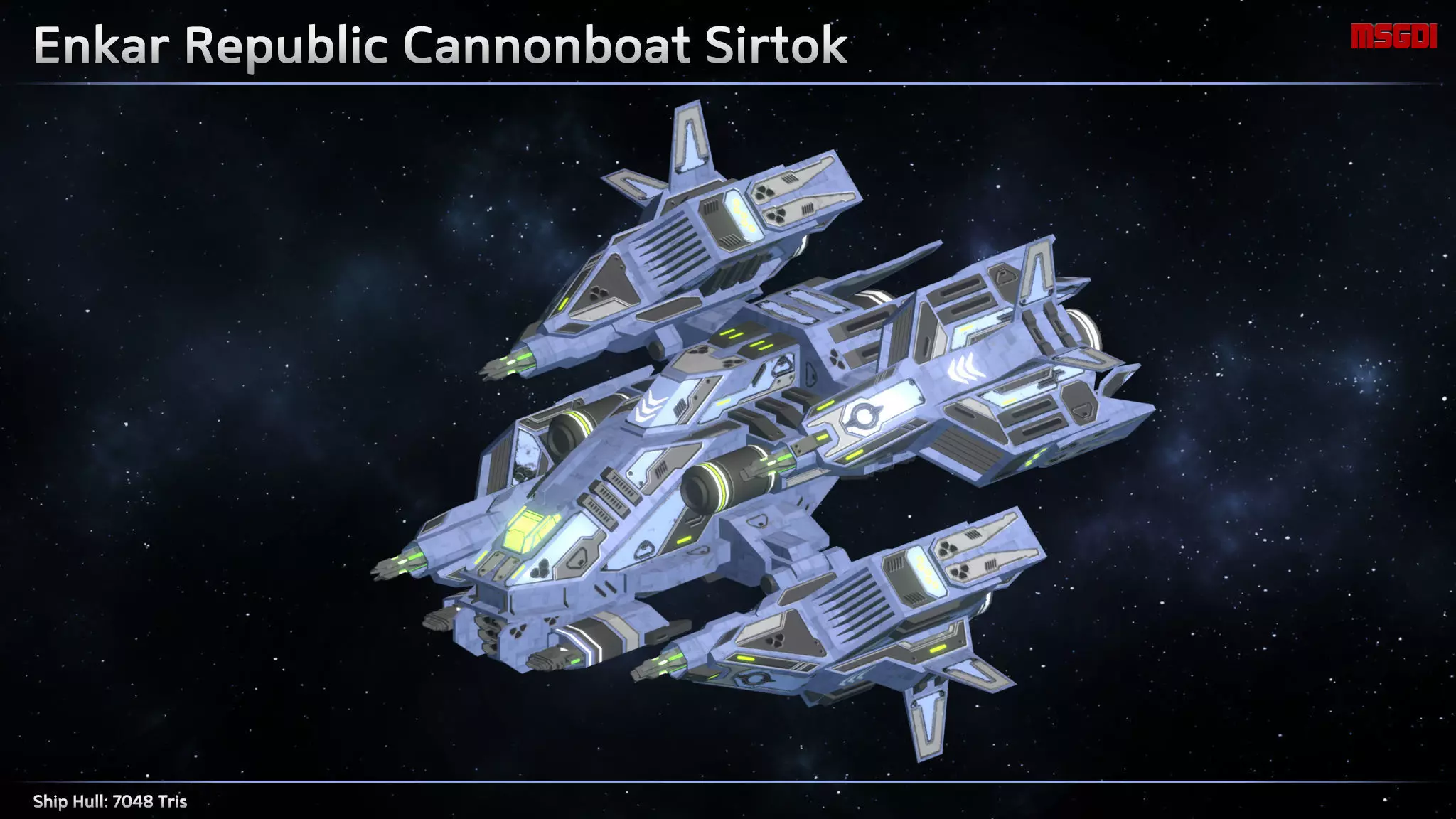 Spaceship Enkar Republic Cannonboat Sirtok Low-poly 3D model_0