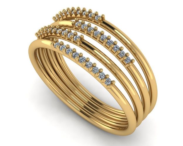 4 Line Diamond Ring 3D print model