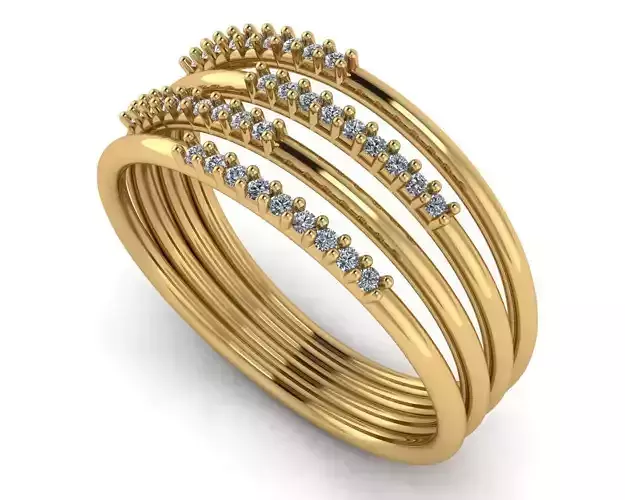 4 Line Diamond Ring 3D print model