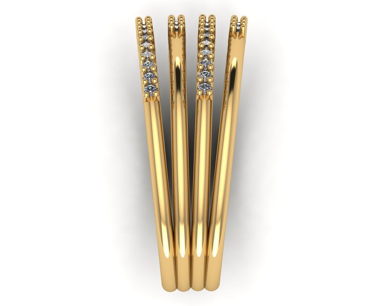 4 Line Diamond Ring 3D print model_2