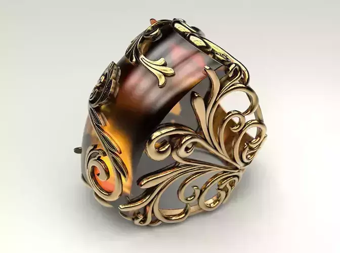 Ring with amber