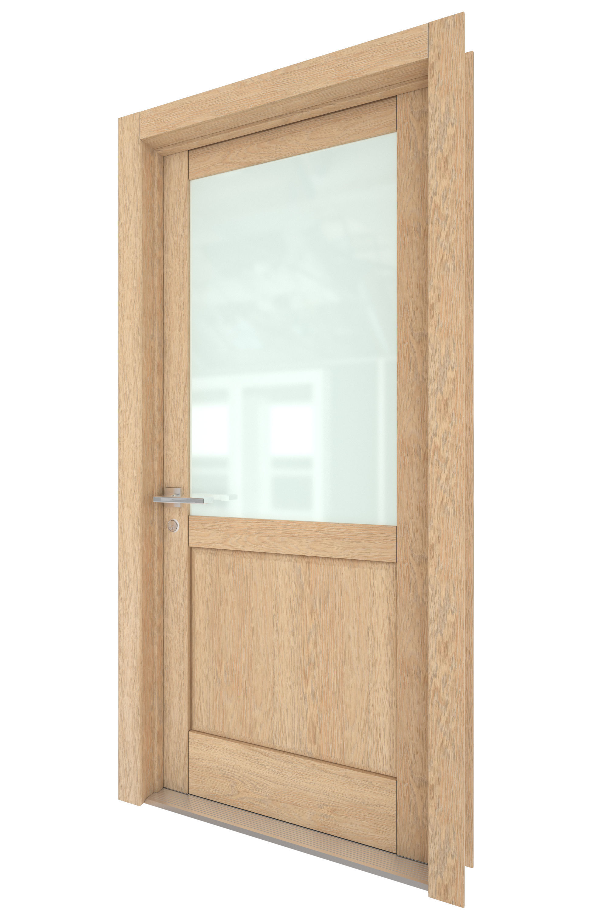 Door-065 interior door in oak with frosted glass 3D model_2