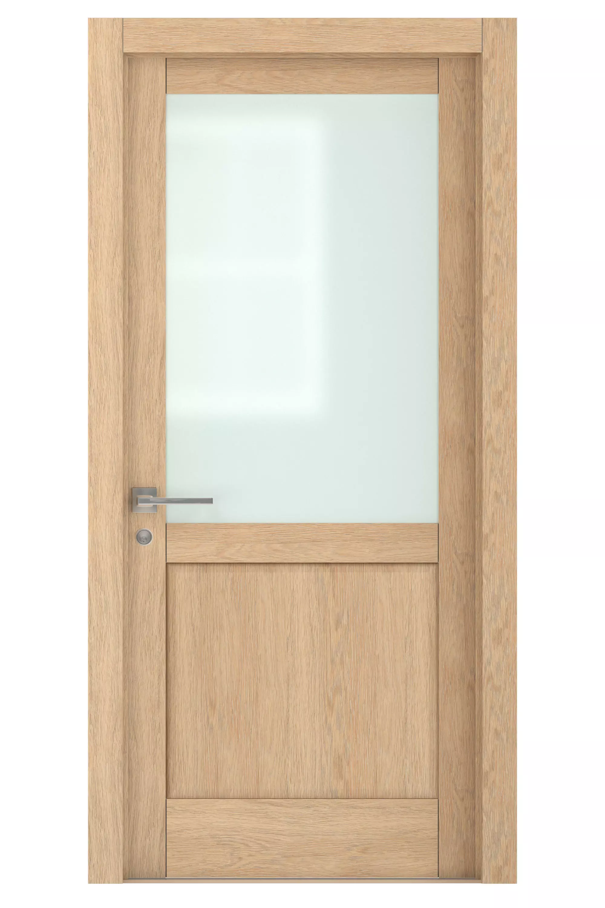 Door-065 interior door in oak with frosted glass 3D model_0