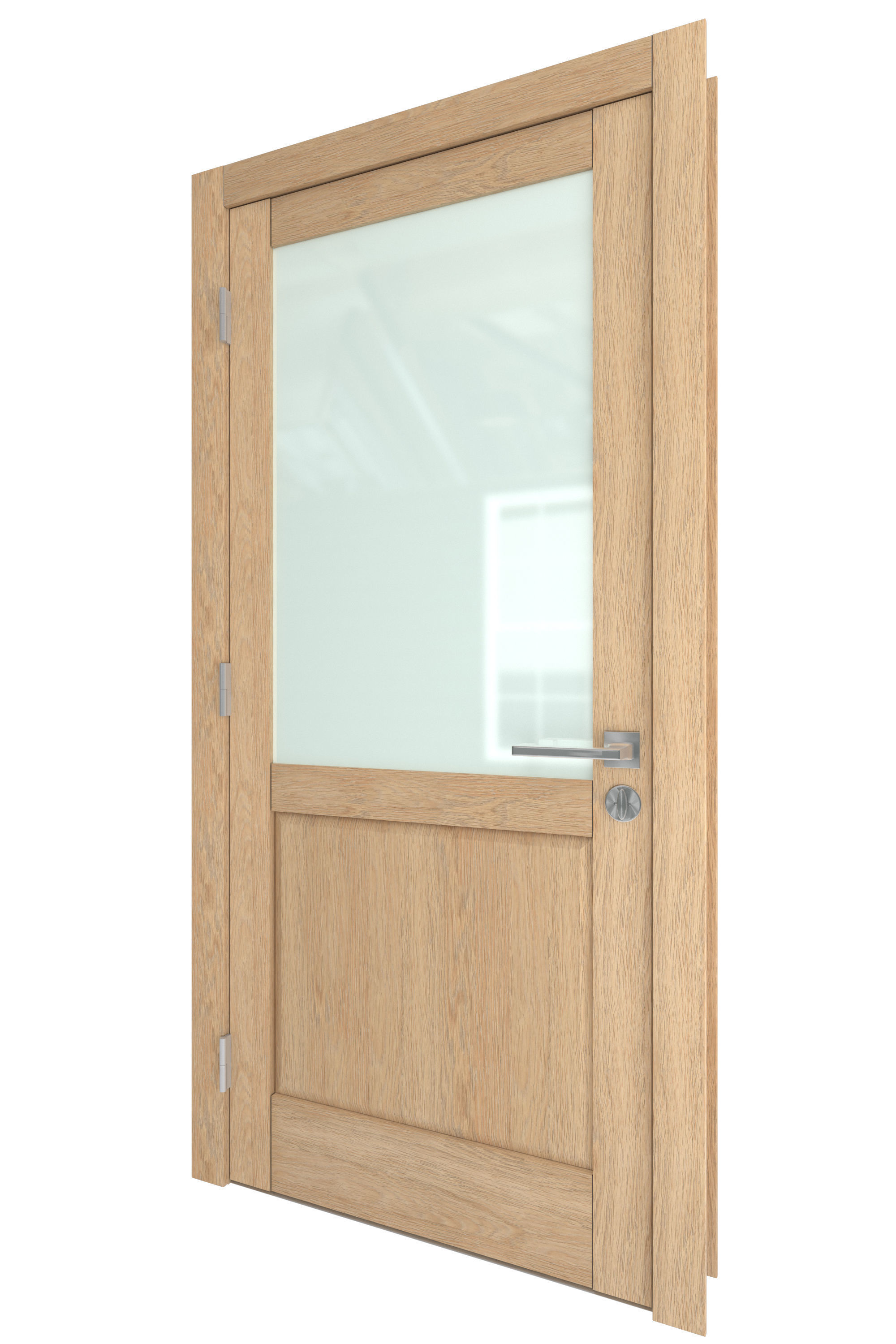 Door-065 interior door in oak with frosted glass 3D model_3