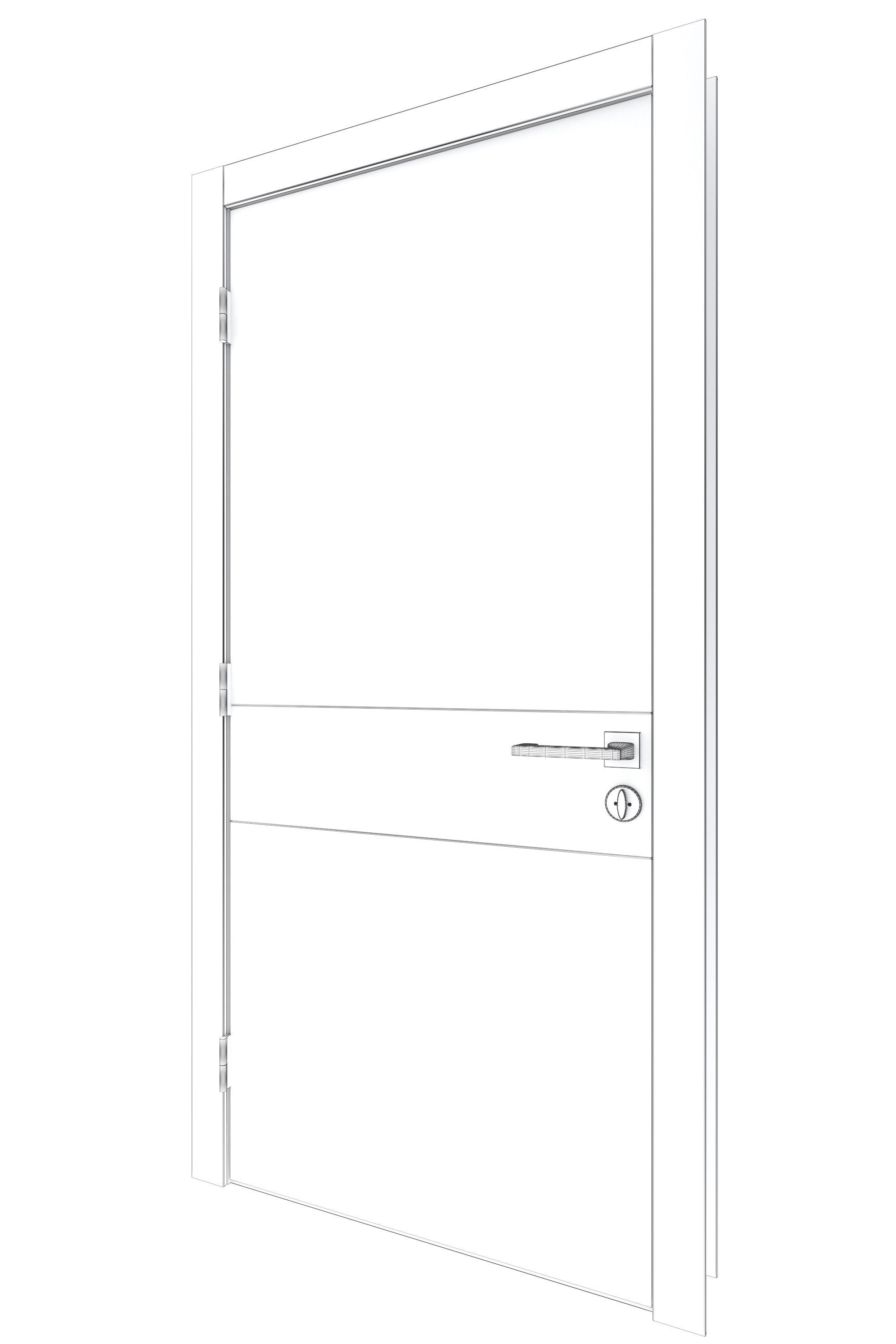 Door-068 wooden door with handle 3D model_6