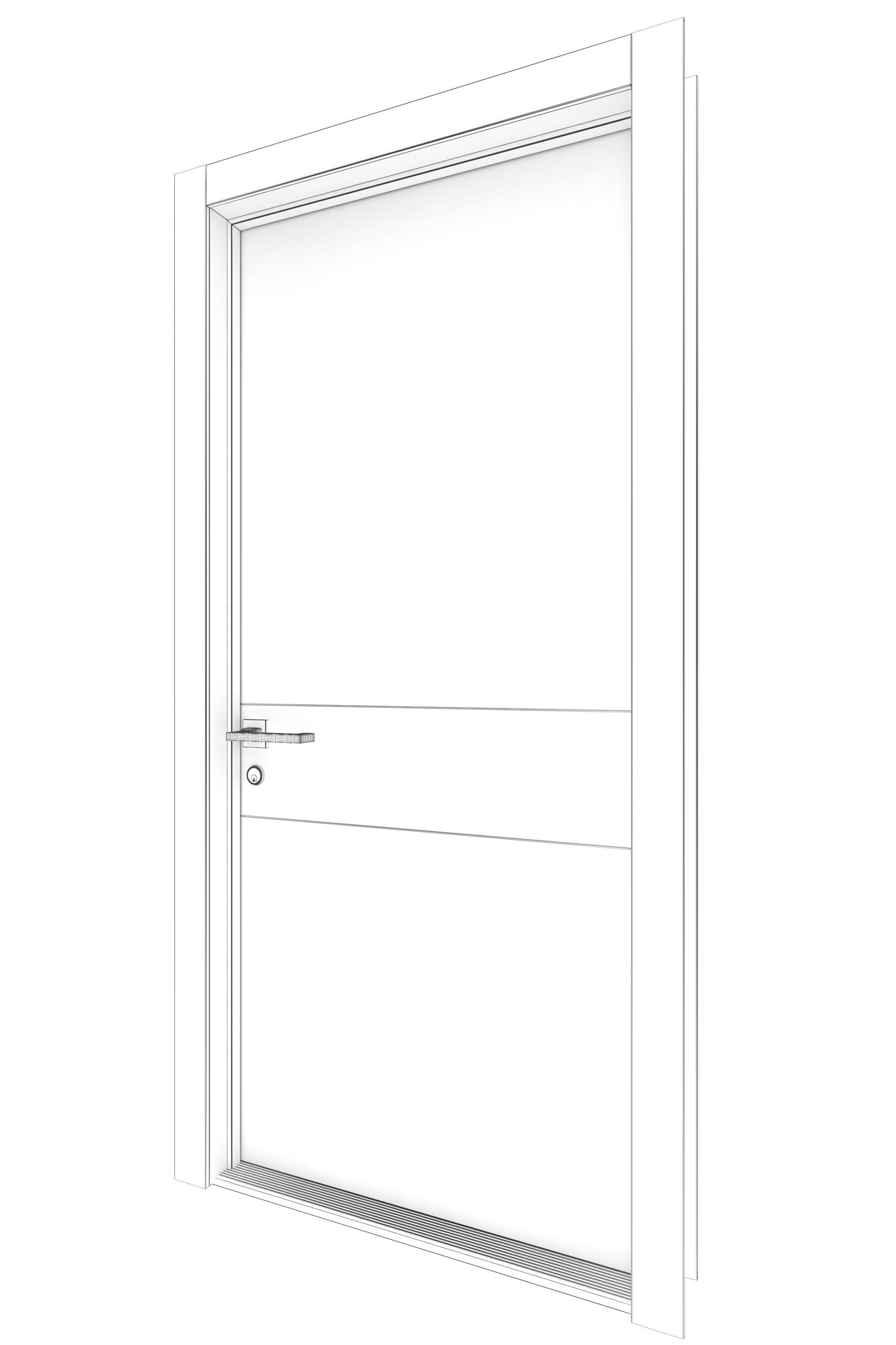 Door-068 wooden door with handle 3D model_5
