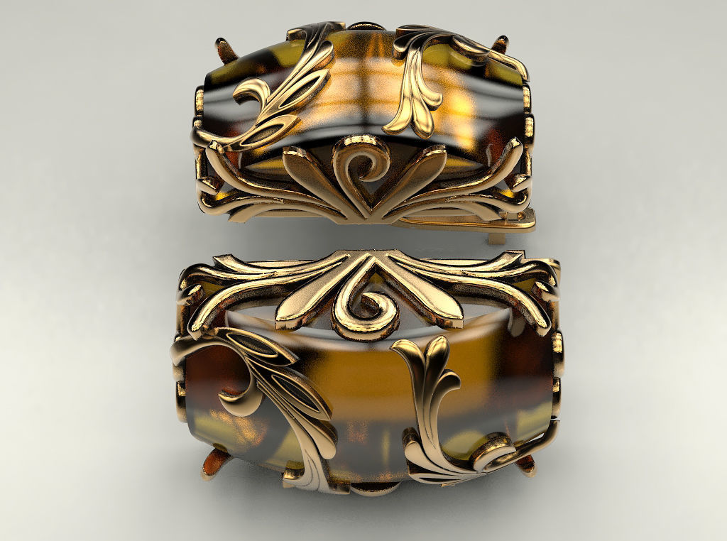 Earring with amber 3D print model_4