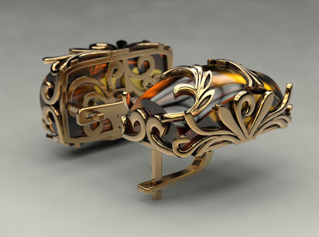 Earring with amber 3D print model_5