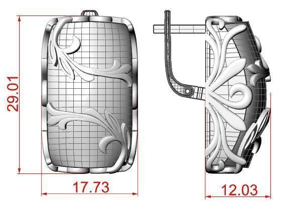 Earring with amber 3D print model_8