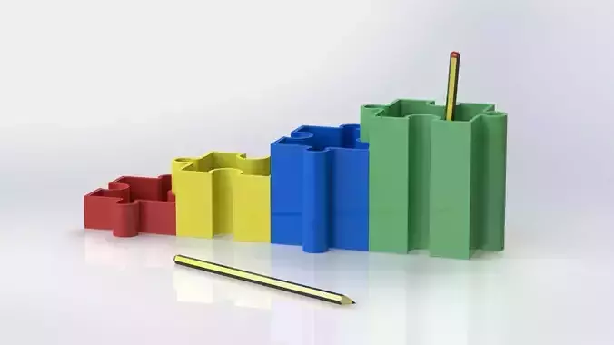 Puzzle pencil  cup Free 3D print model