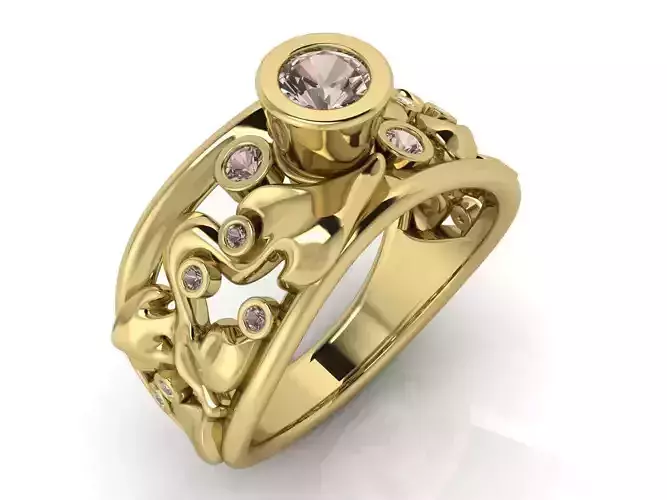 Purple gold ring with stones