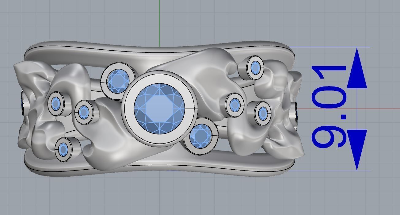 Purple gold ring with stones 3D print model_4