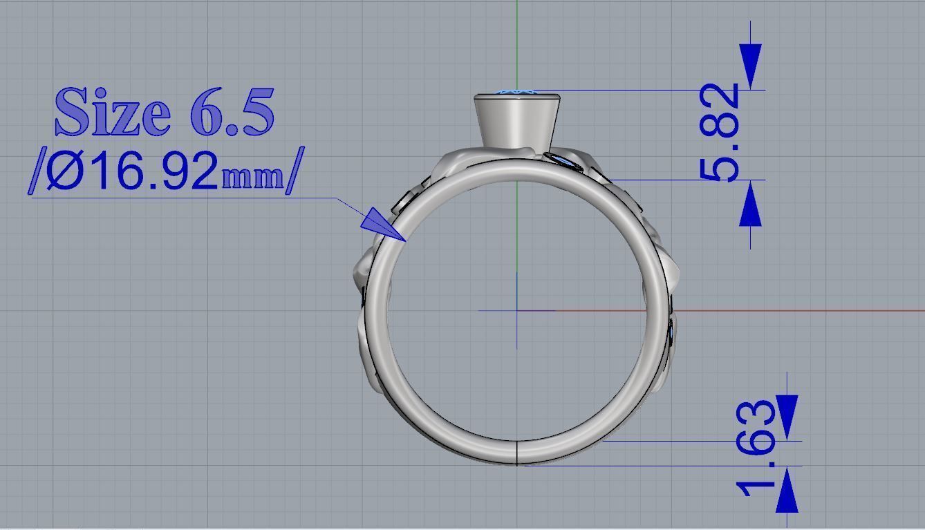 Purple gold ring with stones 3D print model_2