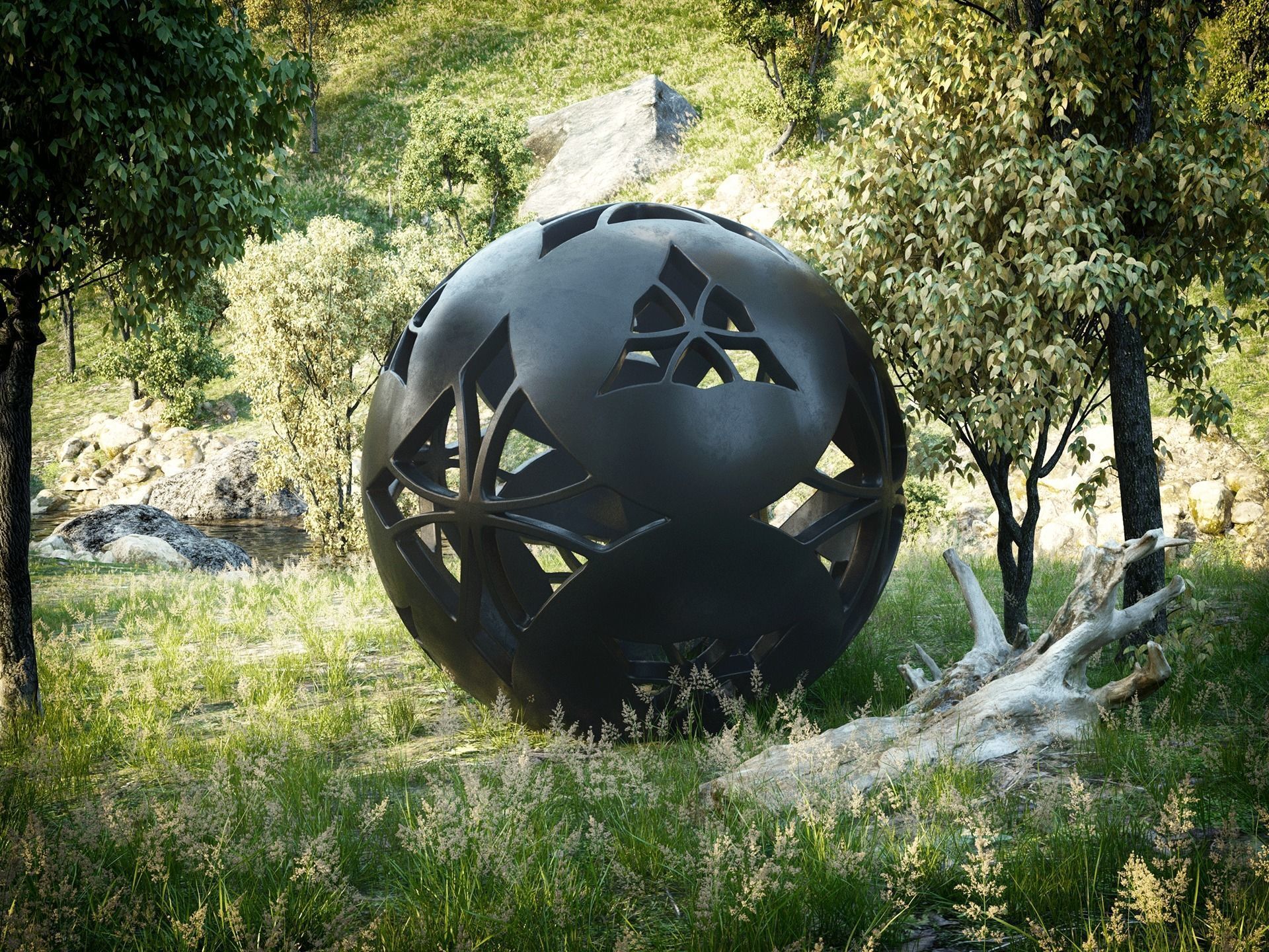 Sphere Black Clay 3D model_4