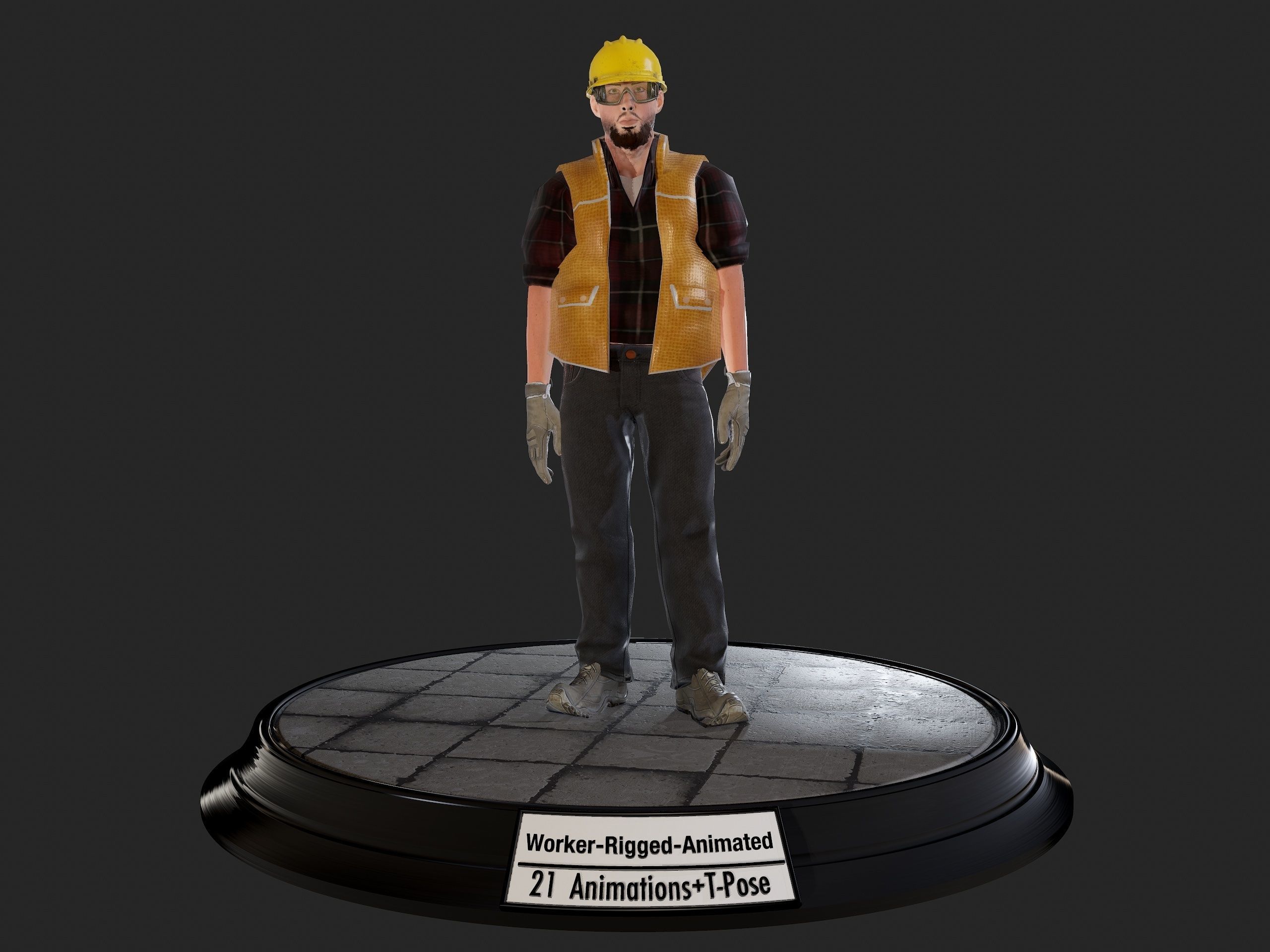Worker1 Animations Pack Low-poly 3D model_14