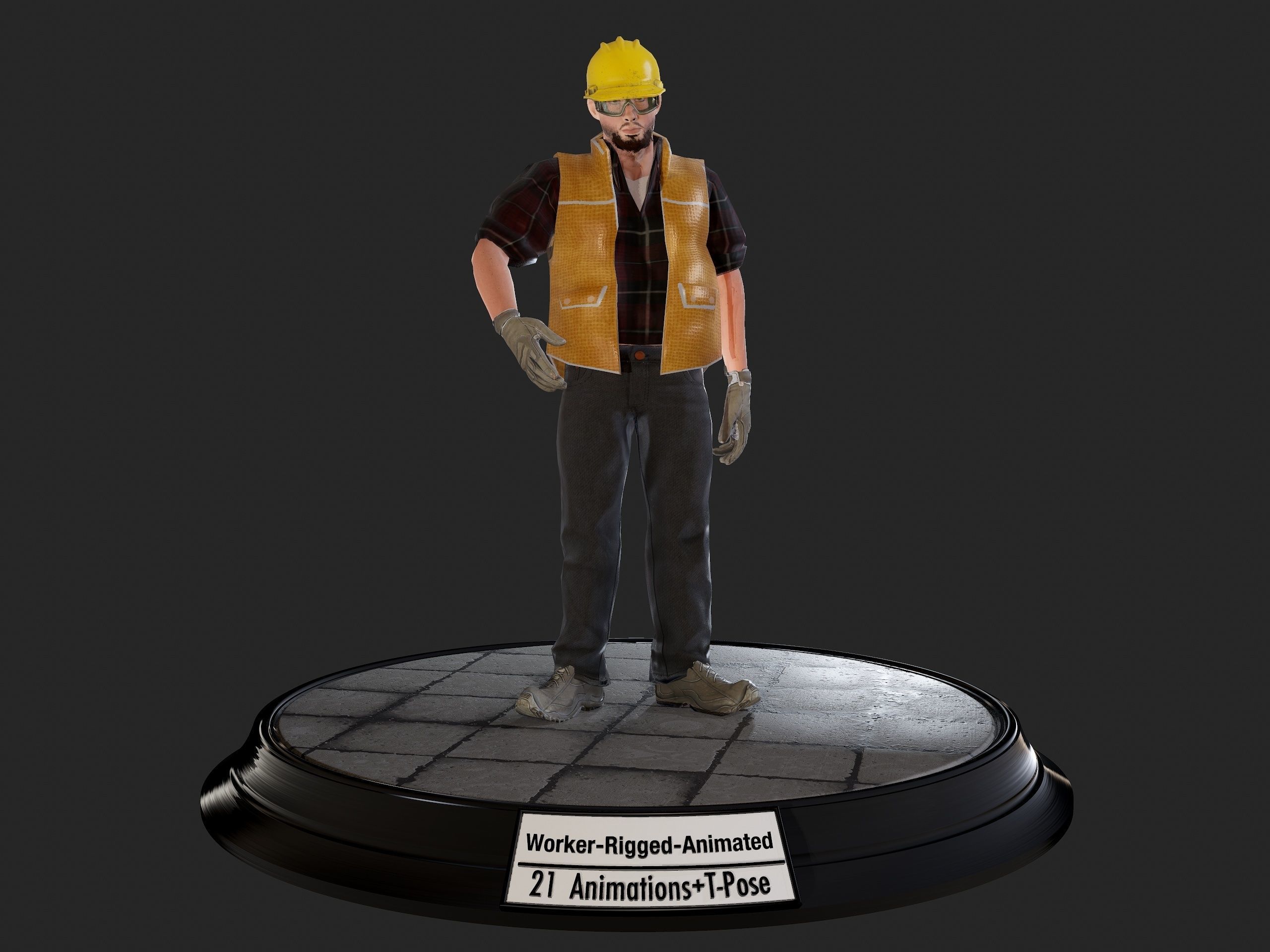 Worker1 Animations Pack Low-poly 3D model_26