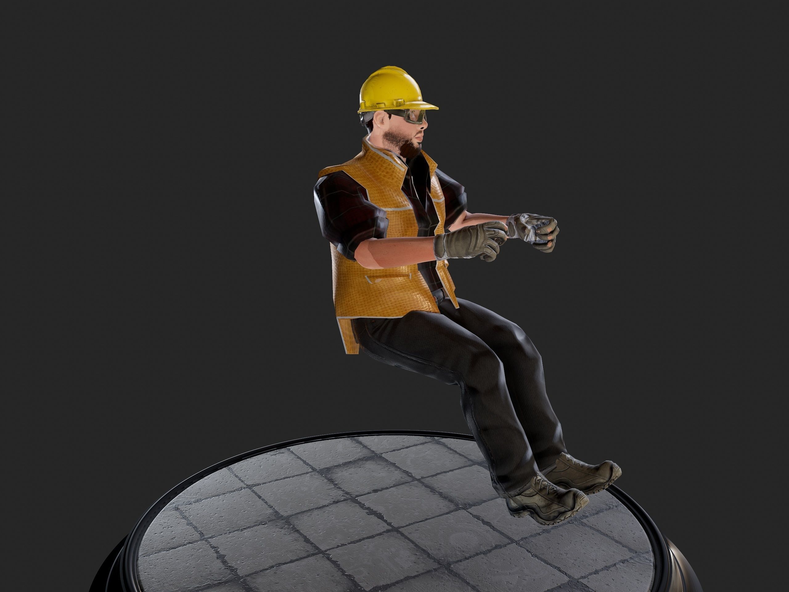Worker1 Animations Pack Low-poly 3D model_29