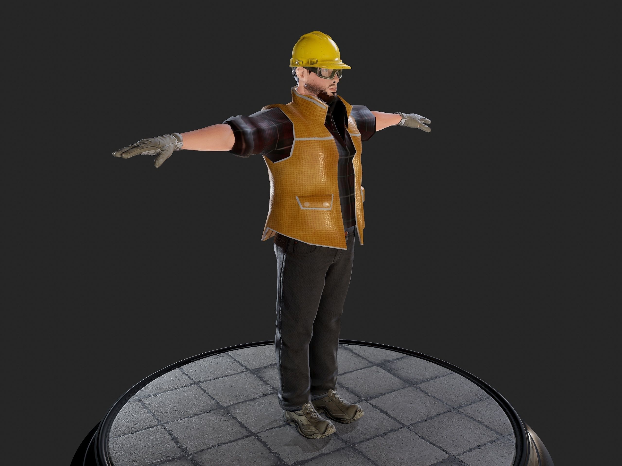 Worker1 Animations Pack Low-poly 3D model_7
