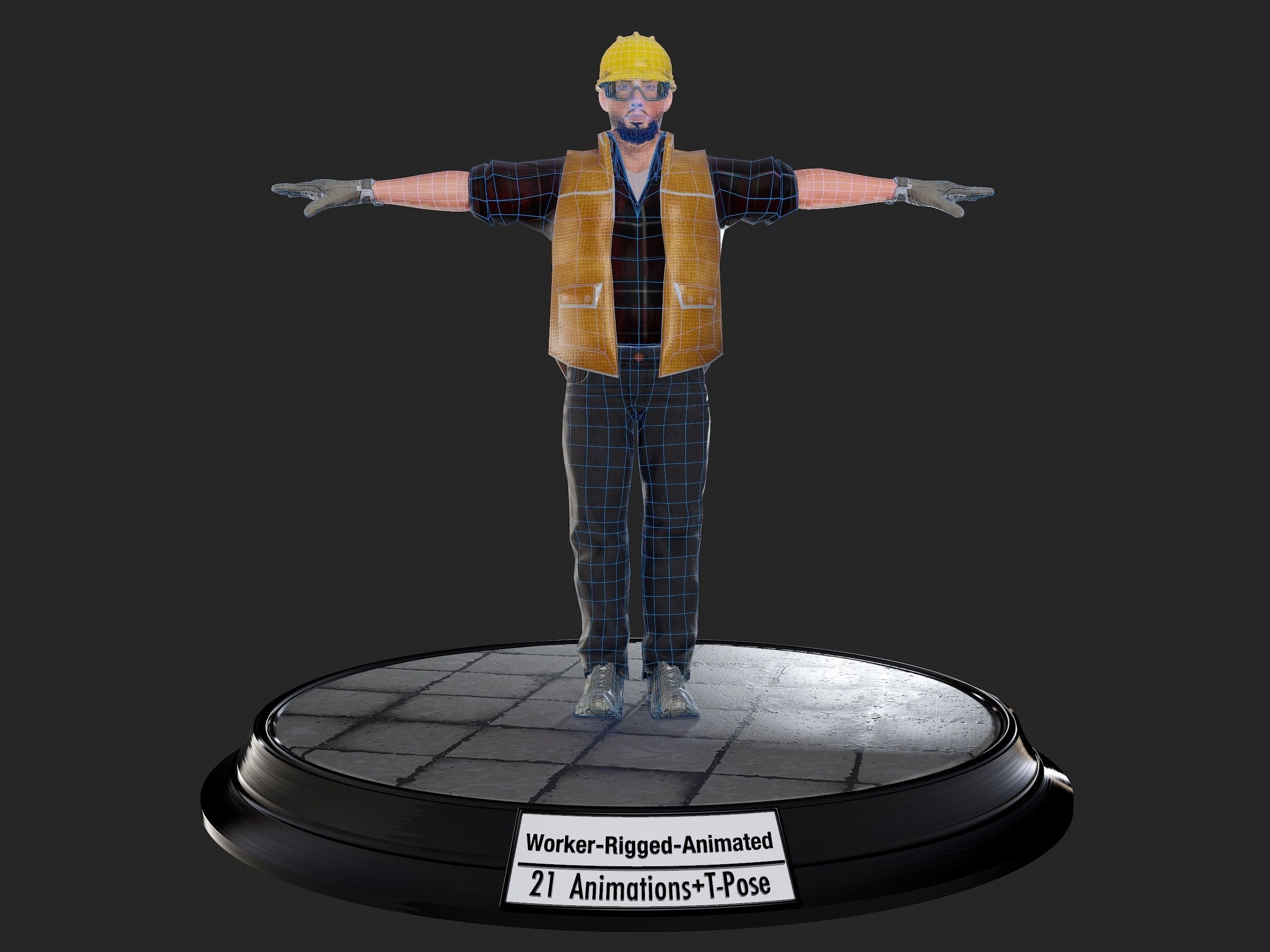 Worker1 Animations Pack Low-poly 3D model_25