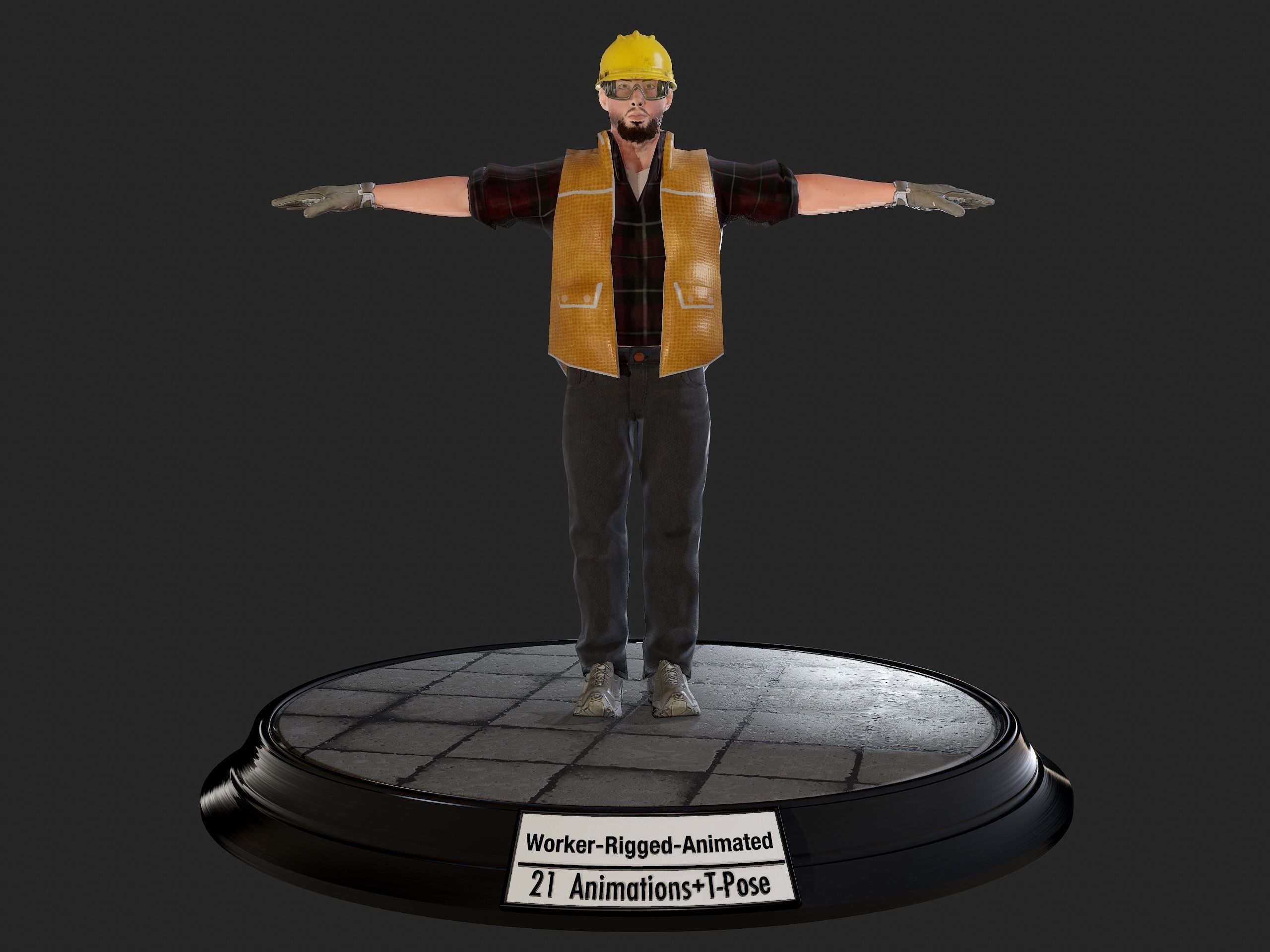 Worker1 Animations Pack Low-poly 3D model_4