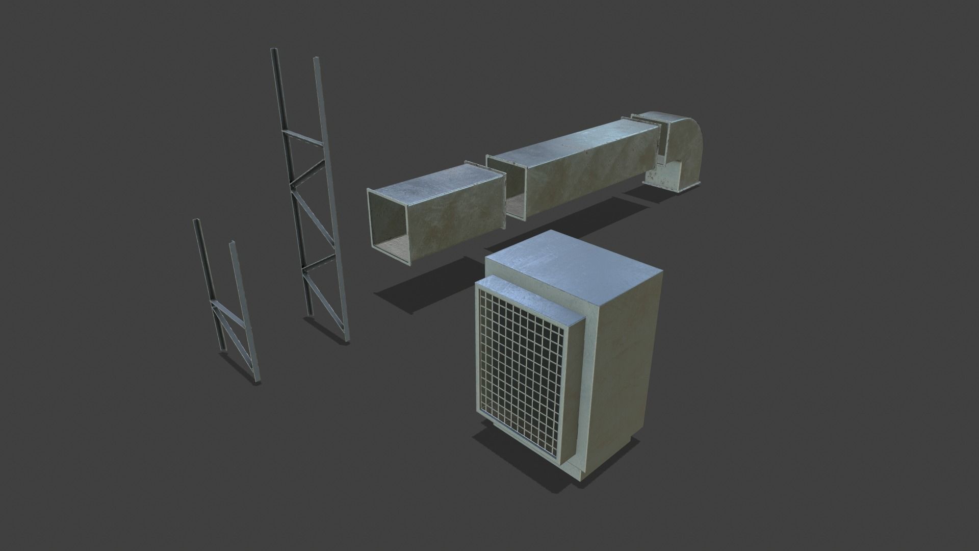 Air Conditioner Duct Pipes Low-poly 3D model_10