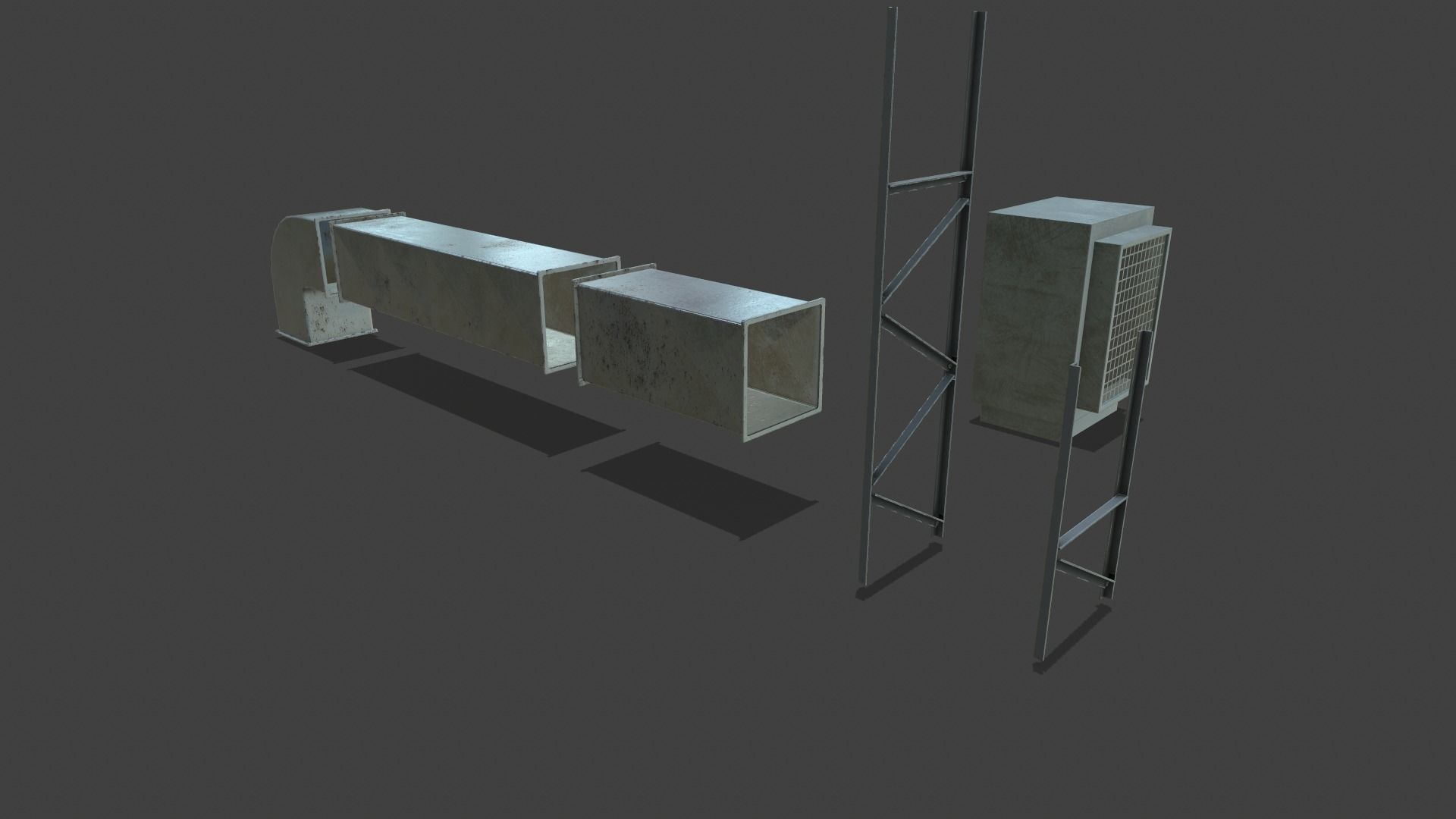 Air Conditioner Duct Pipes Low-poly 3D model_9