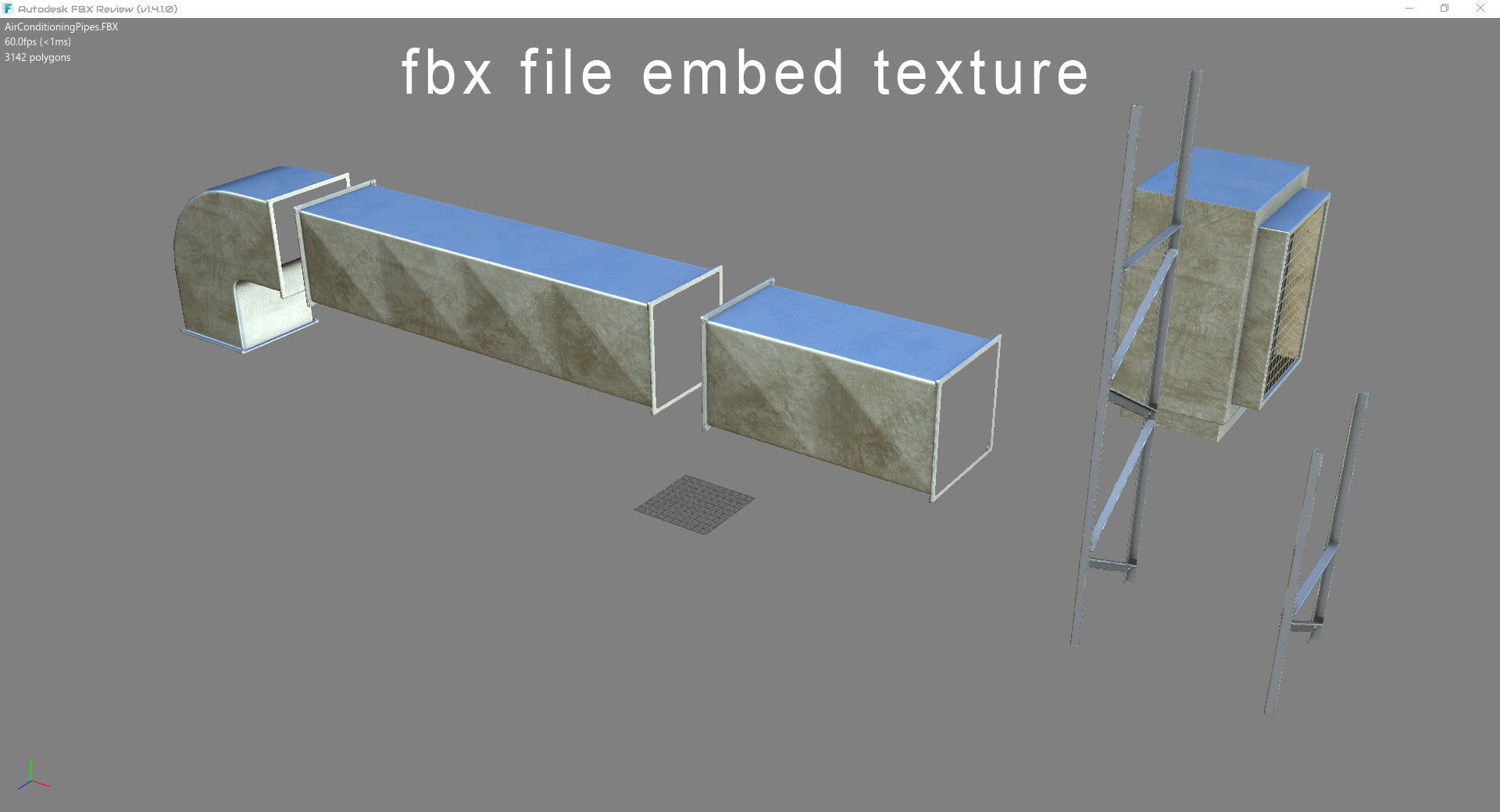 Air Conditioner Duct Pipes Low-poly 3D model_6