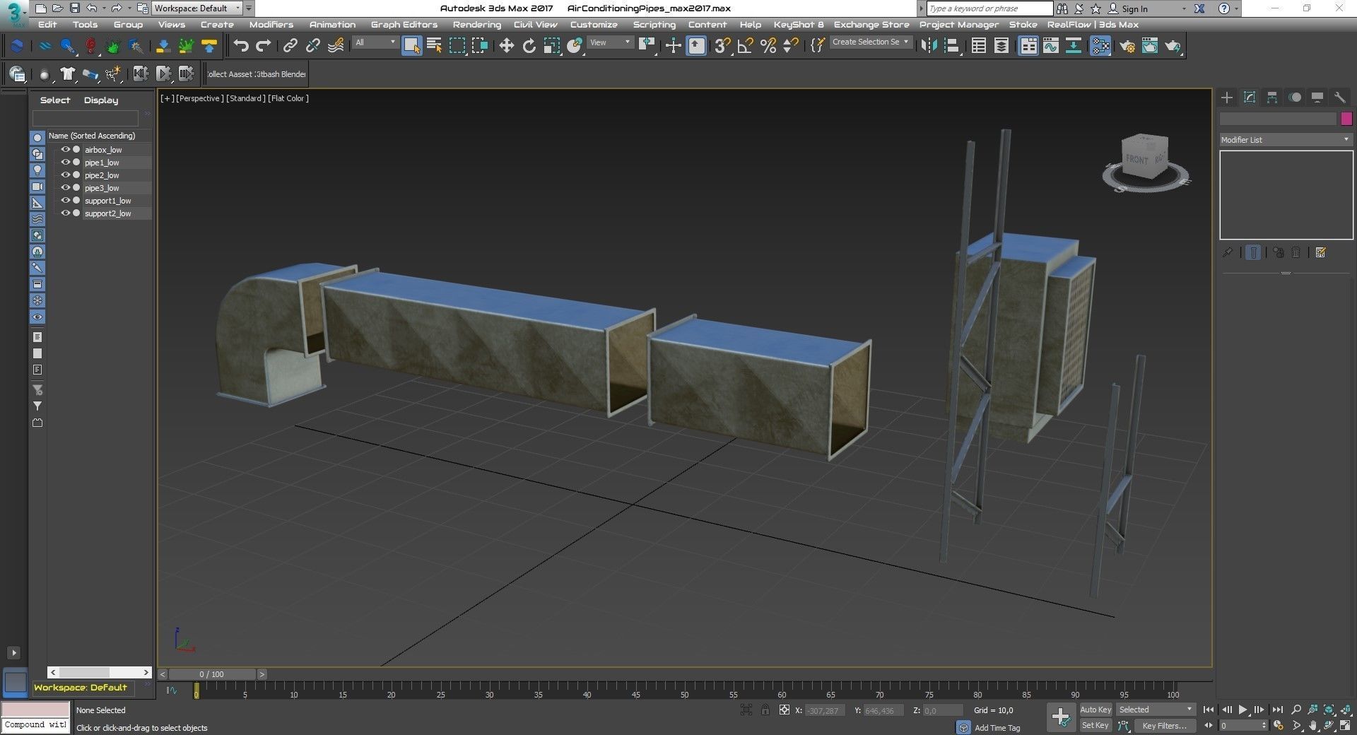 Air Conditioner Duct Pipes Low-poly 3D model_5