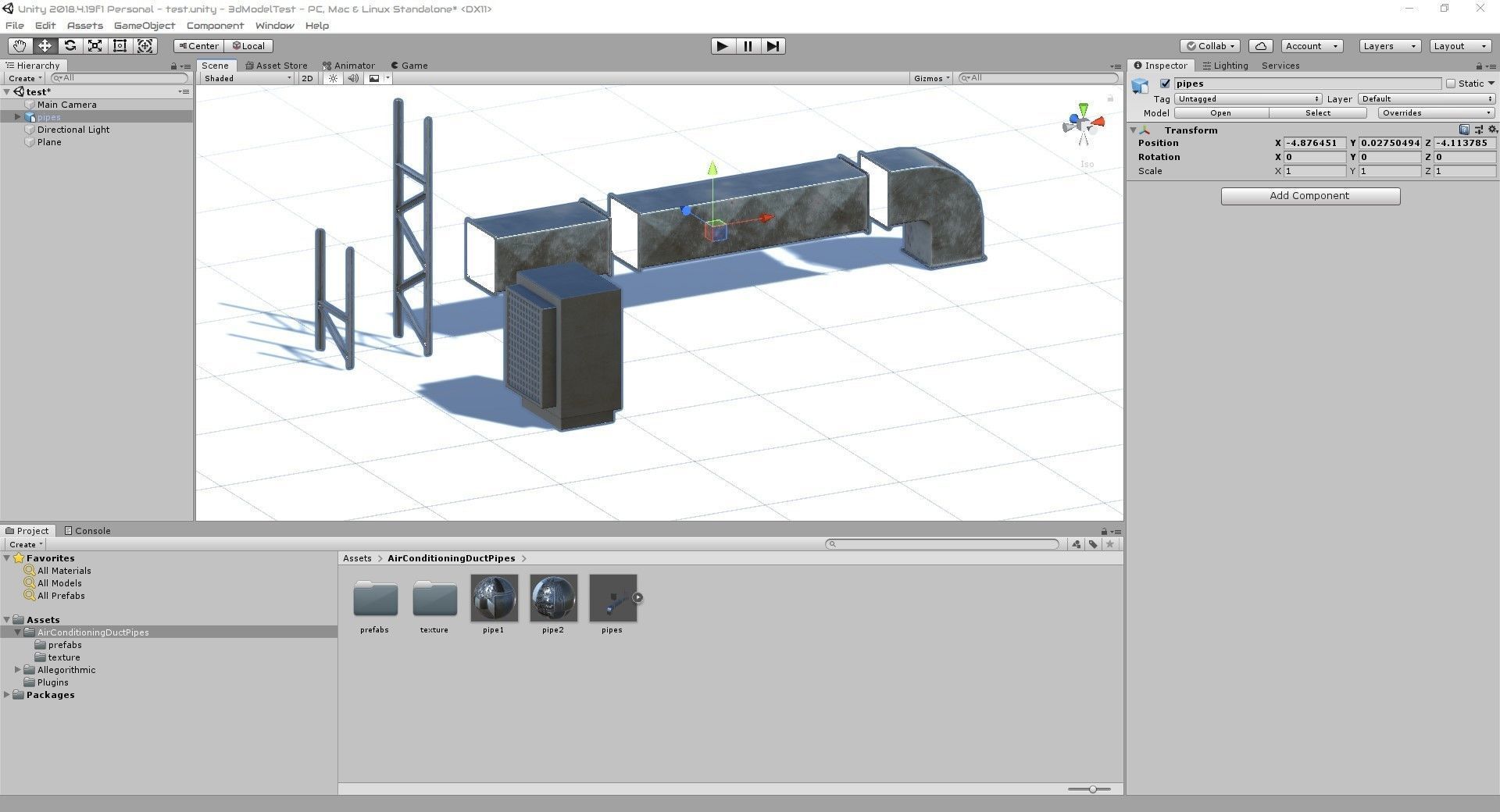 Air Conditioner Duct Pipes Low-poly 3D model_13
