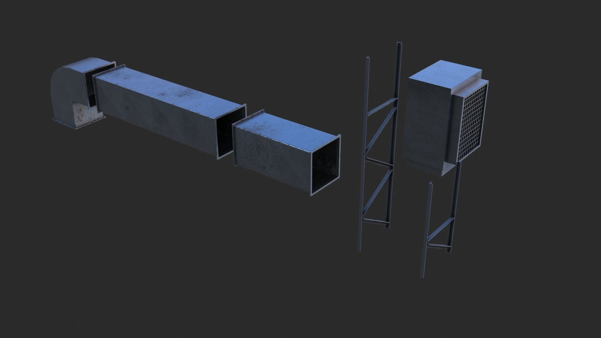 Air Conditioner Duct Pipes Low-poly 3D model_3