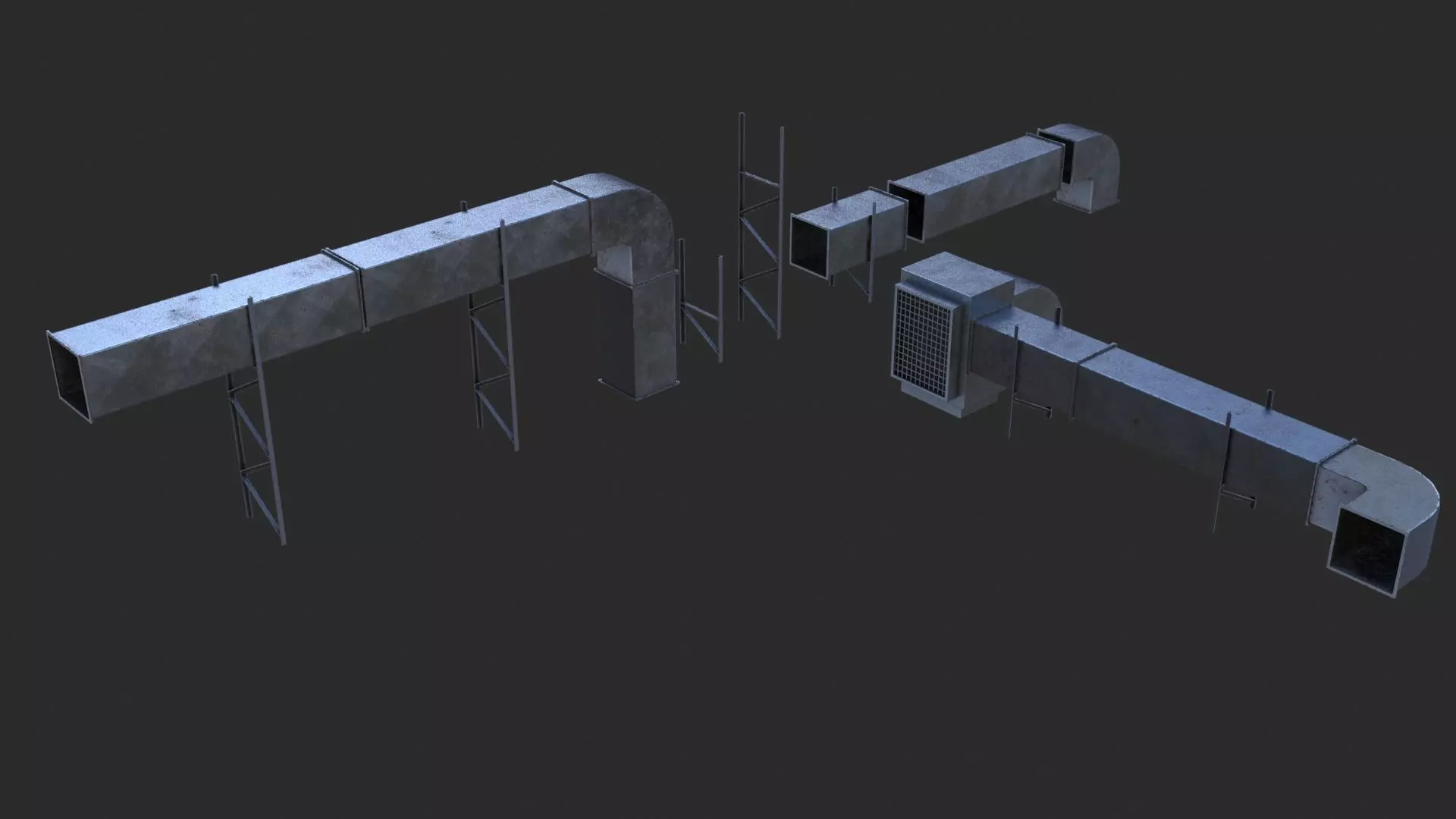Air Conditioner Duct Pipes Low-poly 3D model_0